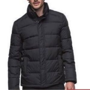 ANDREW MARC men’s black PUFFY jacket / coat size XL zipped / snaps closure